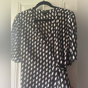 Banana Republic Black and White Geometric Pattern Print Dress